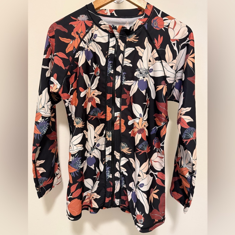 Axesea UPF 50+ Women's Floral, Zip Front Rash Guard